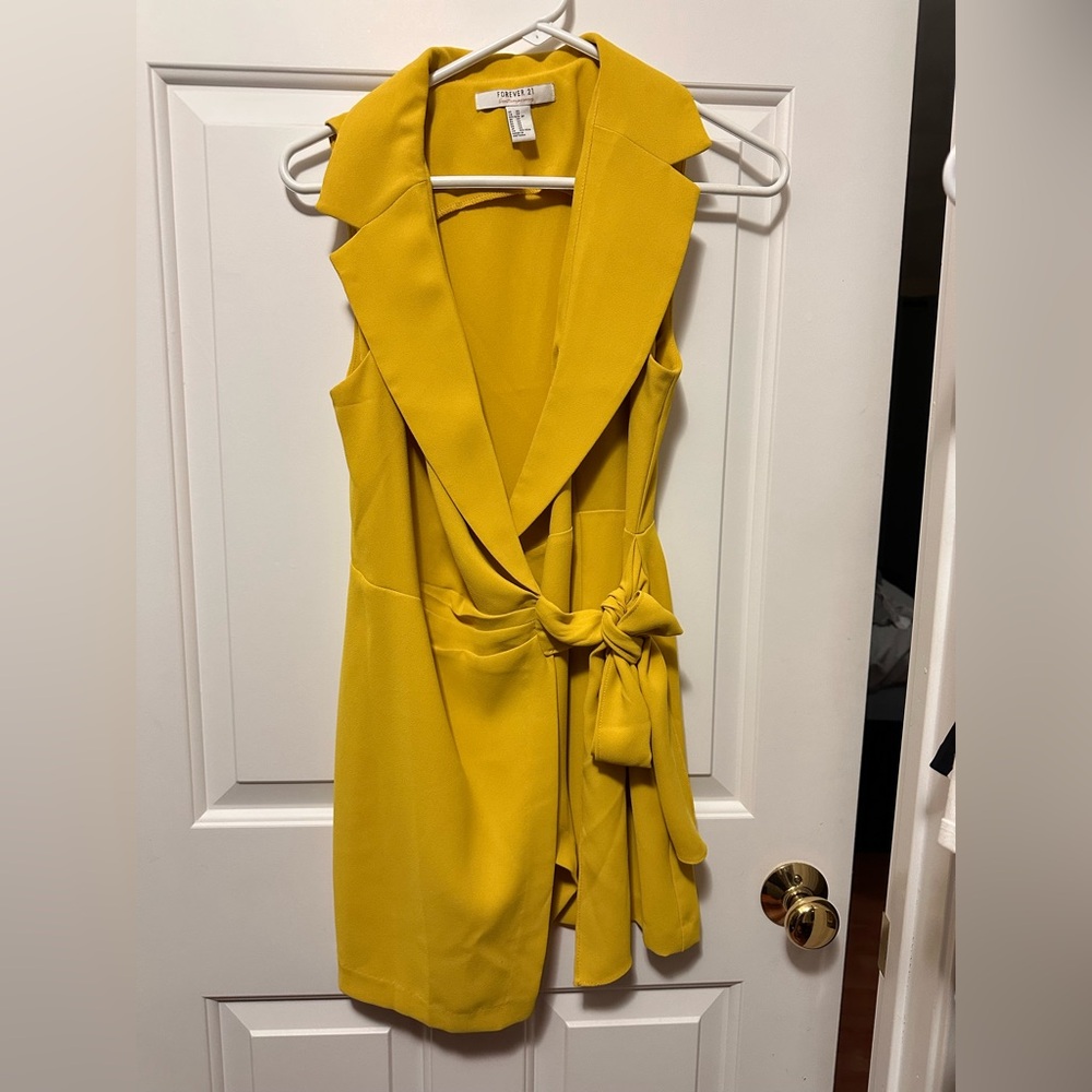 Forever 21 Yellow Sleeveless Wrap Dress